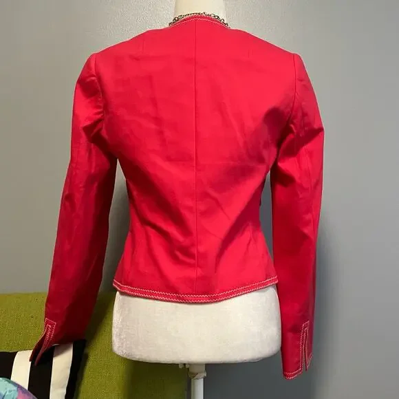 Carlisle Pink/Red Cotton Canvas Zip Up Jacket 2 - Picture 5 of 5